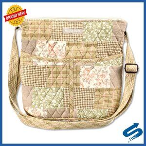 Medium Crossbody Purse with Adjustable Strap, 6 Pockets, Quilted Fabric